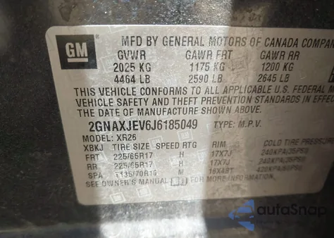 2018 Chevrolet Equinox Lt из США, поврежденный, VIN 2GNAXJEV6J6185049